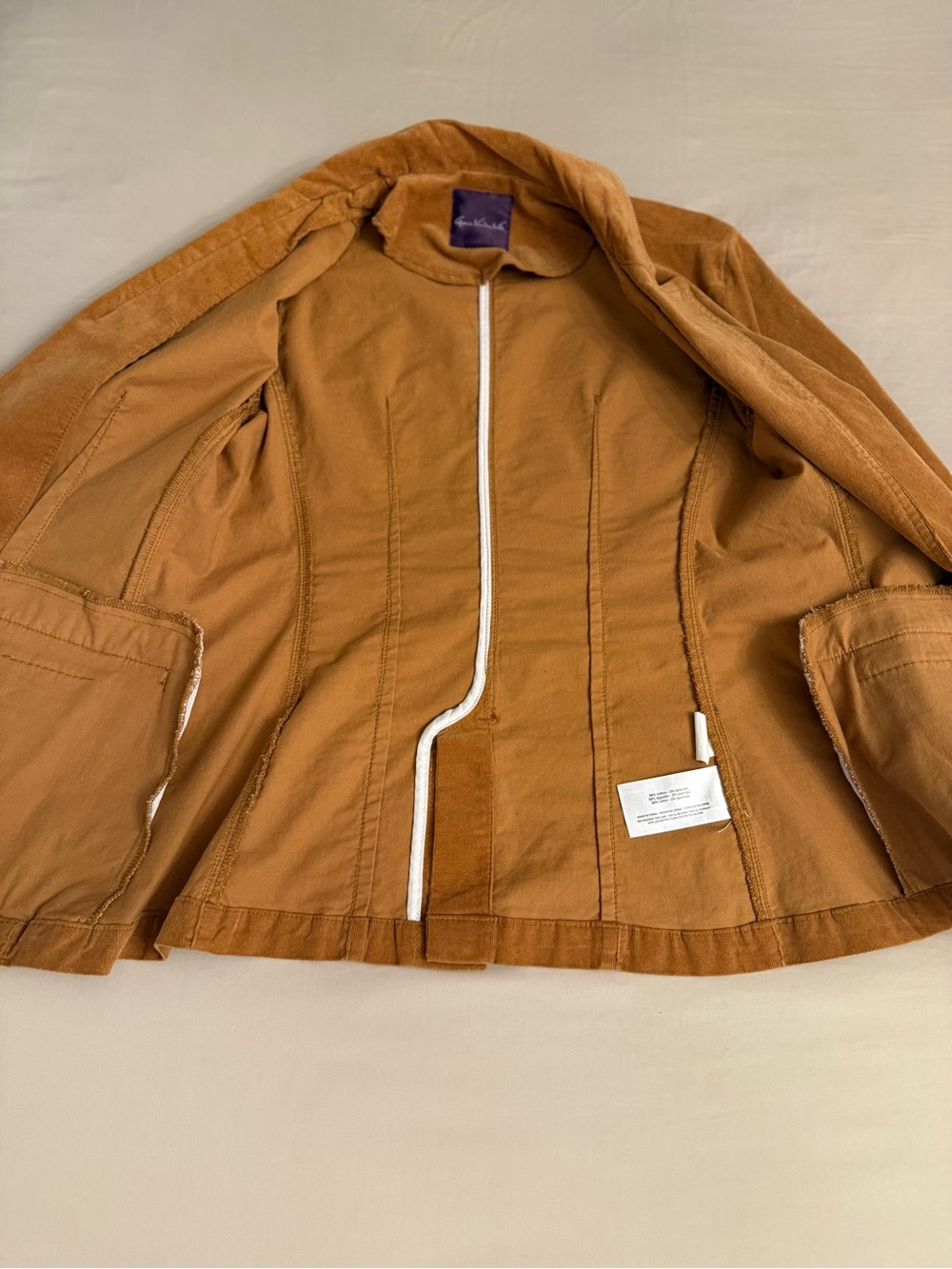Vintage Gloria Vanderbilt Corduroy Blazer Camel Preppy Brown Stretch Jacket S - Picture 10 of 17
